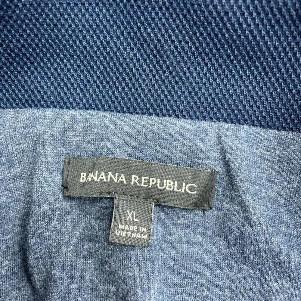 Banana Republic Men's XL Quilted Vest Navy Blue Full Zip M0629